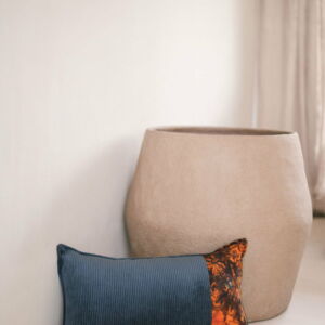 Corduroy and batik cushion cover