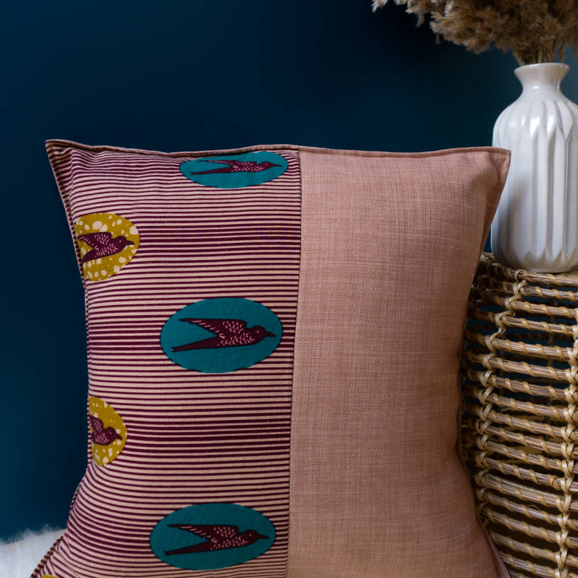 KARI - Housse de coussin en wax africain & velours - Kahuhome