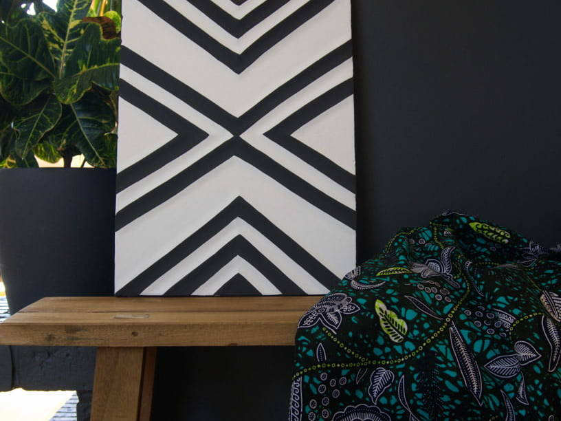 KROIZE - Tableau Imigongo en noir et blanc 40x30 - Kahuhome