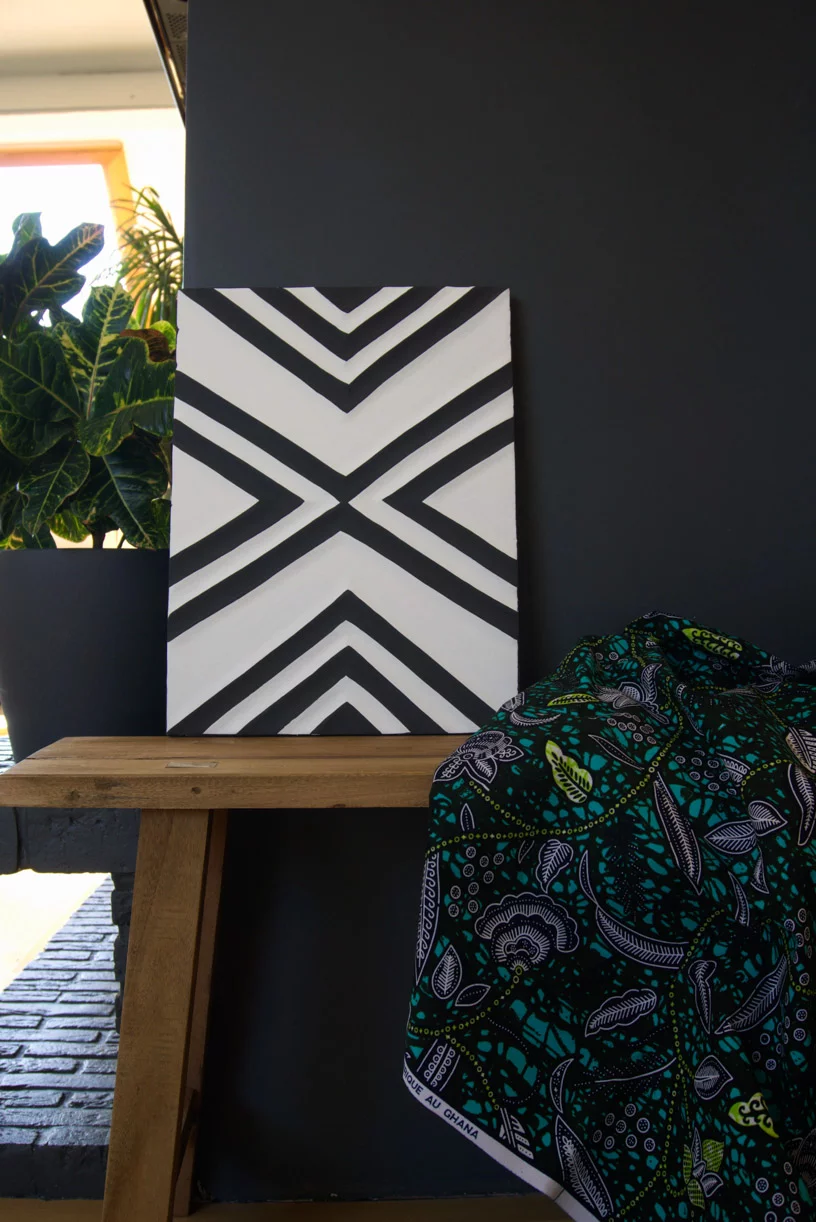 KROIZE - Tableau Imigongo en noir et blanc 40x30 - Kahuhome
