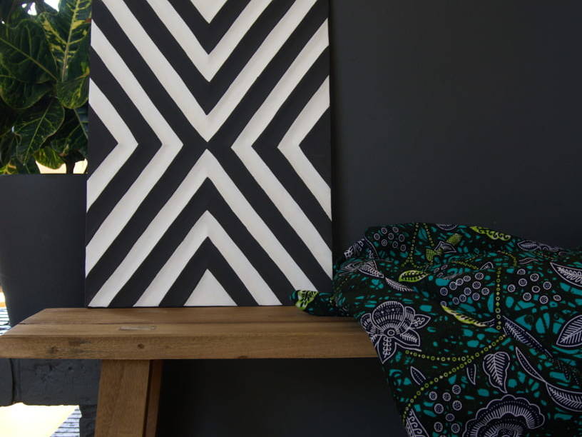 KOLLE - Tableau Imigongo en noir et blanc 40x30