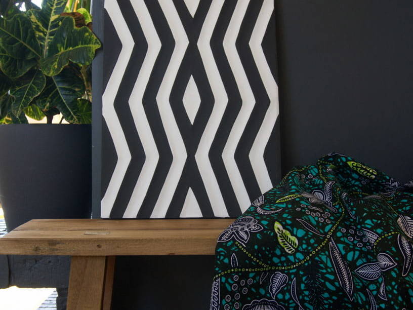 KADENCE - Tableau Imigongo en noir et blanc 40x30