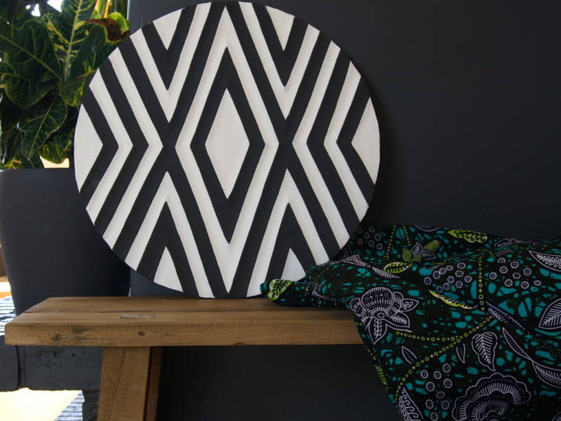 KARRE - Tableau Imigongo en noir et blanc 38 Ø - Kahuhome