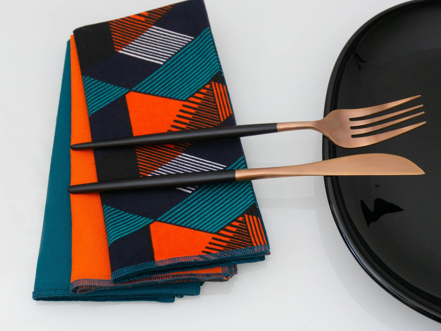 KELY (mix de 3 coloris) - Serviettes de table en coton 38x38 - Kahuhome