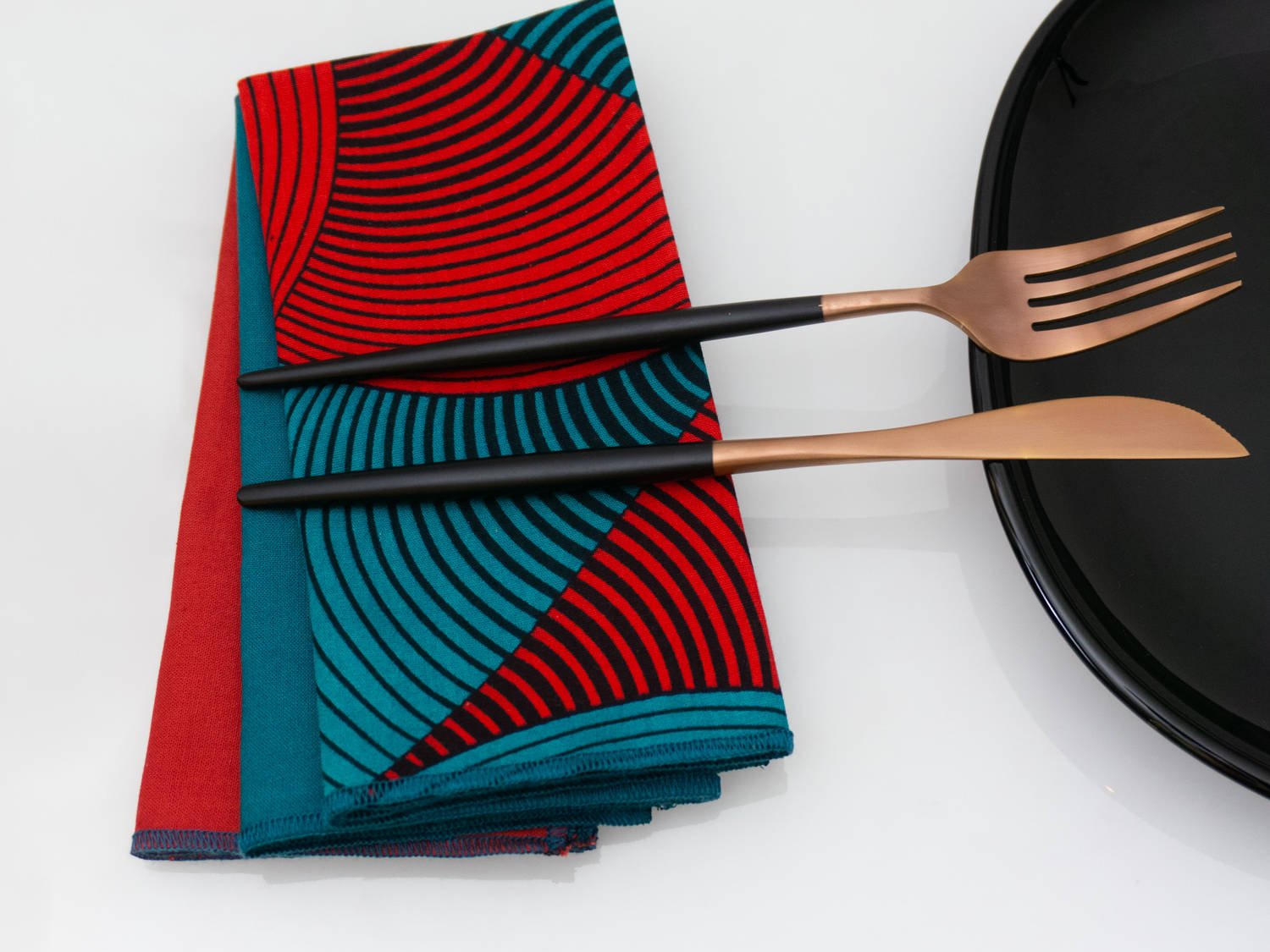 KALIA (mix de 3 coloris) - Serviettes de table en coton 38x38 - Kahuhome