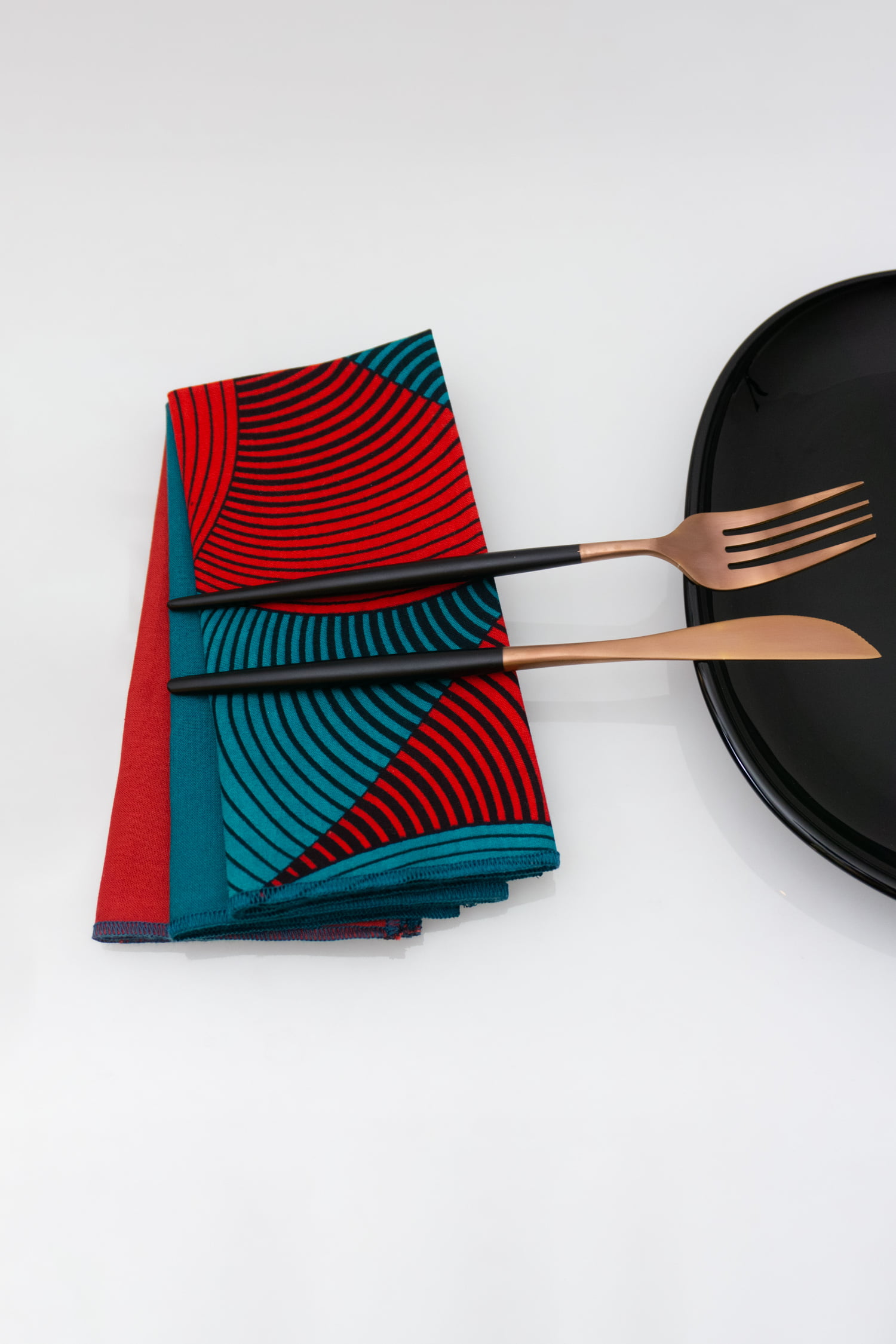 KALIA (mix de 3 coloris) - Serviettes de table en coton 38x38 - Kahuhome