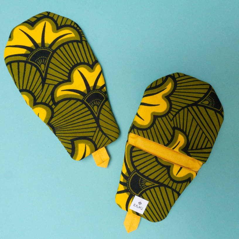 KIZA - Gants de cuisine en wax et coton uni