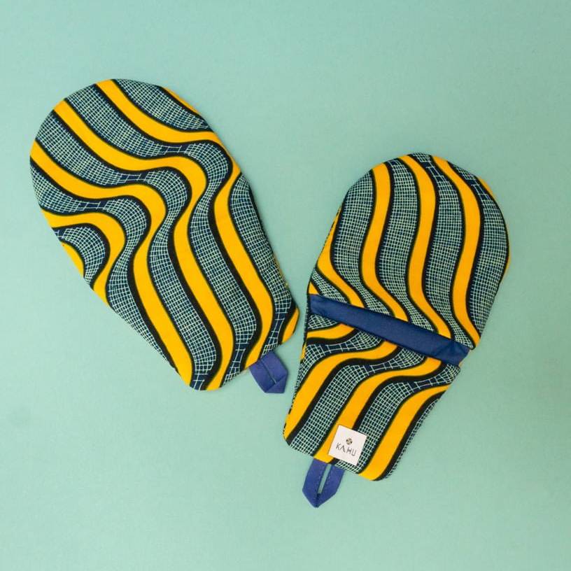 KYAN - Gants de cuisine en wax et coton uni - Kahuhome