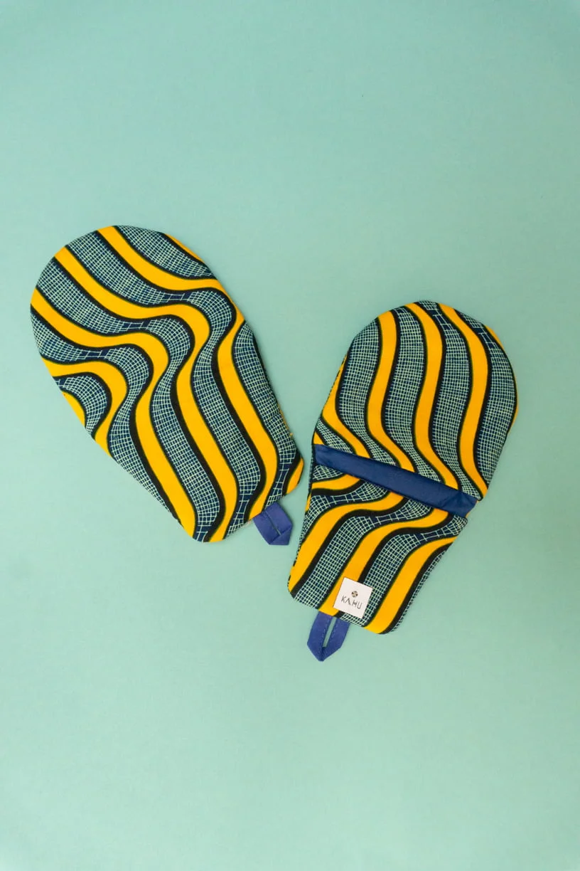 KYAN - Gants de cuisine en wax et coton uni - Kahuhome