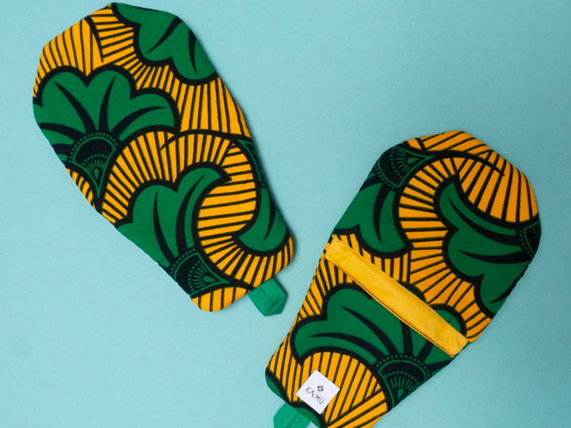 KAICY - Gants de cuisine en wax et coton uni