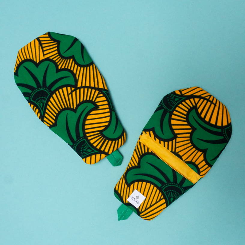 KAICY - Gants de cuisine en wax et coton uni