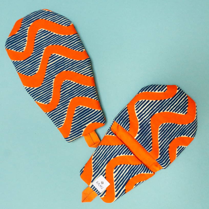 KIMA - Gants de cuisine en wax et coton uni - Kahuhome