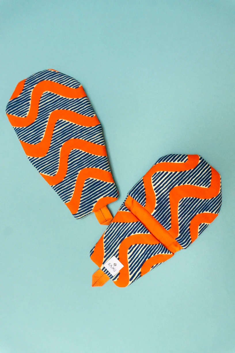 KIMA - Gants de cuisine en wax et coton uni - Kahuhome
