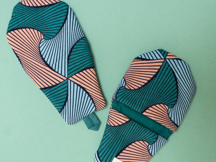 KAJI - Gants de cuisine en wax et coton uni