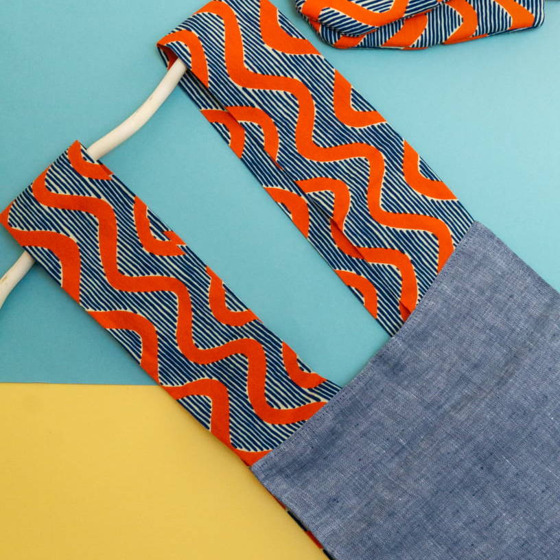 KIMIA - Tablier de cuisine en coton, wax et lin 120x90 - Kahuhome