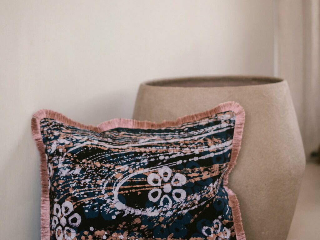 Batik Cushion Cover with Fringe 50x50