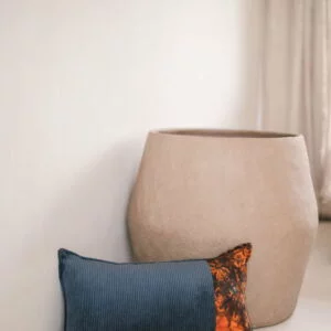 Corduroy and batik cushion cover