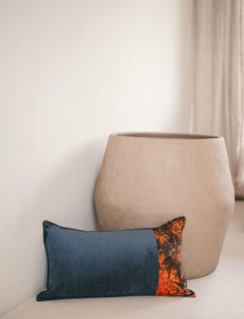 Corduroy and batik cushion cover