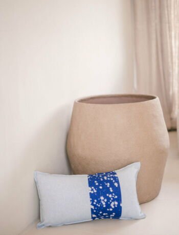 bleu cushion cover in batik and plain cotton