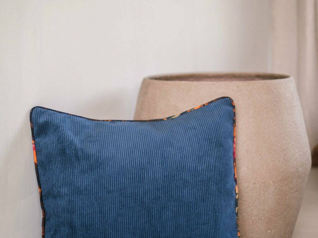 Corduroy Cushion Cover with Batik Piping 50x50