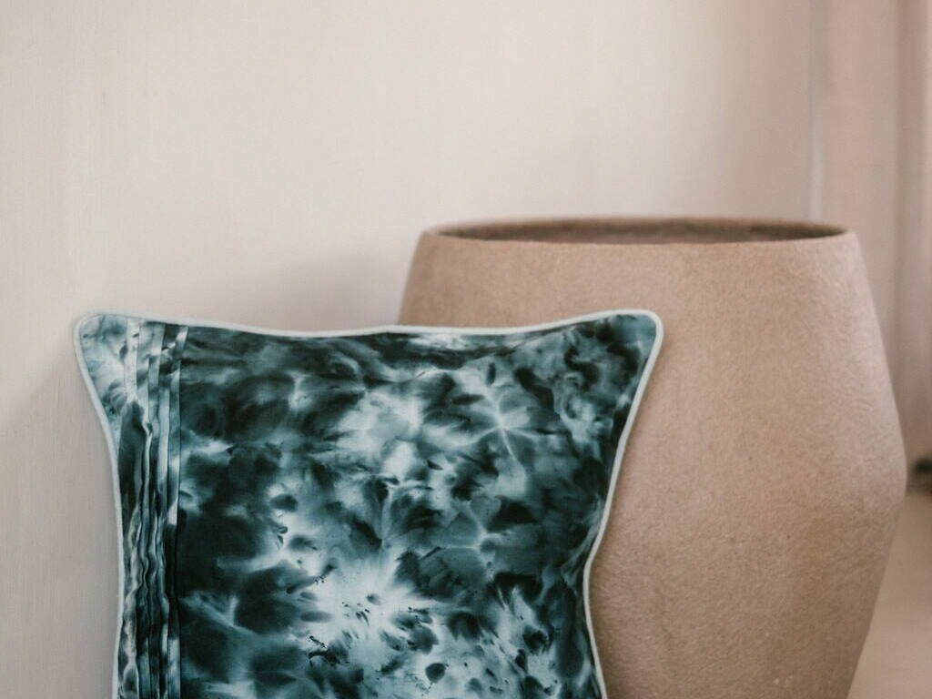 Cushion Cover in Batik with Plain Cotton Piping 50x50